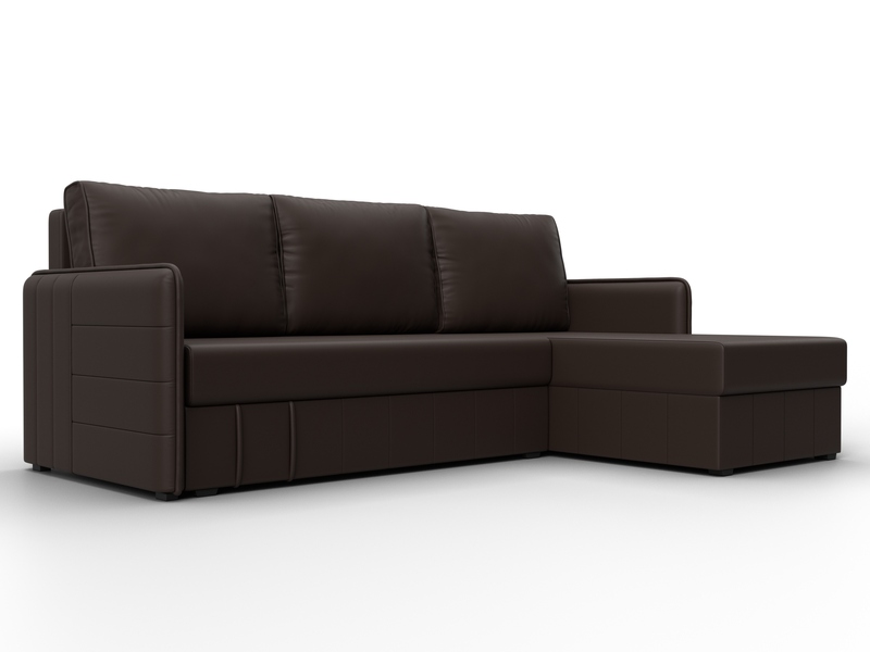 Диван угловой Слим угол универсальный, Экокожа, Коричневый