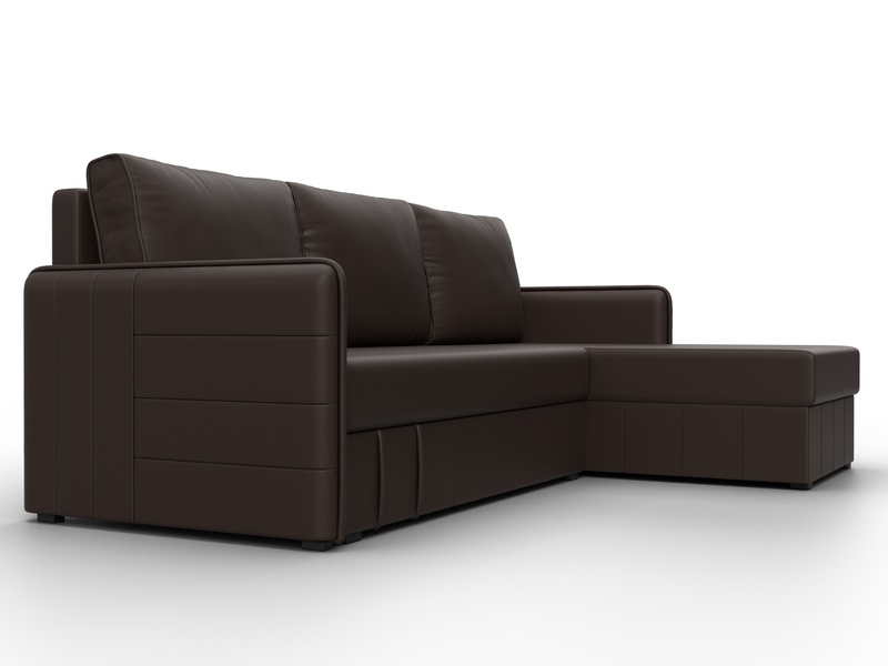 Диван угловой Слим угол универсальный, Экокожа, Коричневый