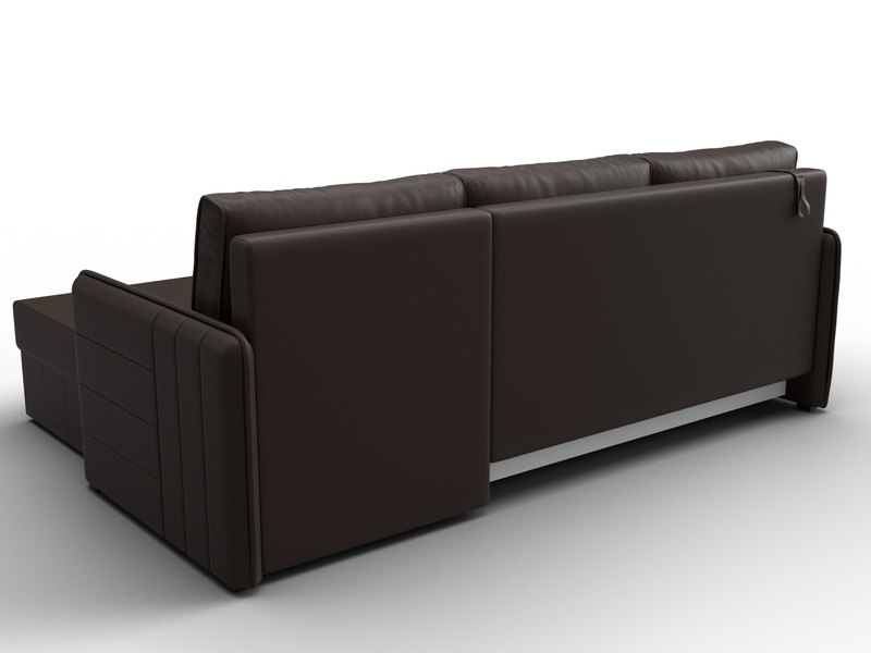 Диван угловой Слим угол универсальный, Экокожа, Коричневый