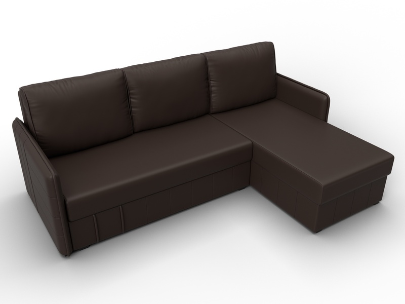 Диван угловой Слим угол универсальный, Экокожа, Коричневый