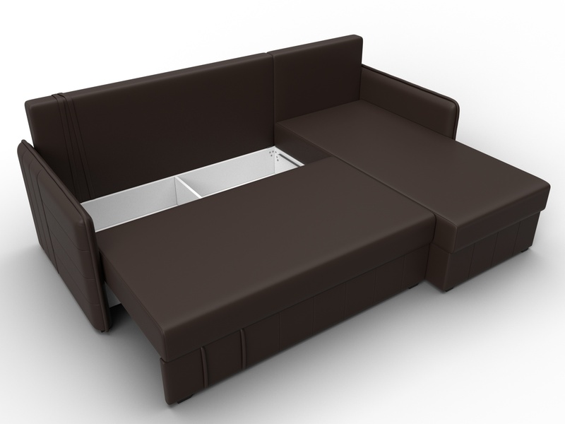 Диван угловой Слим угол универсальный, Экокожа, Коричневый