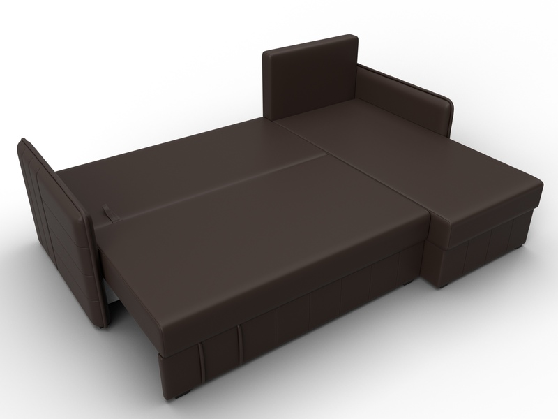Диван угловой Слим угол универсальный, Экокожа, Коричневый