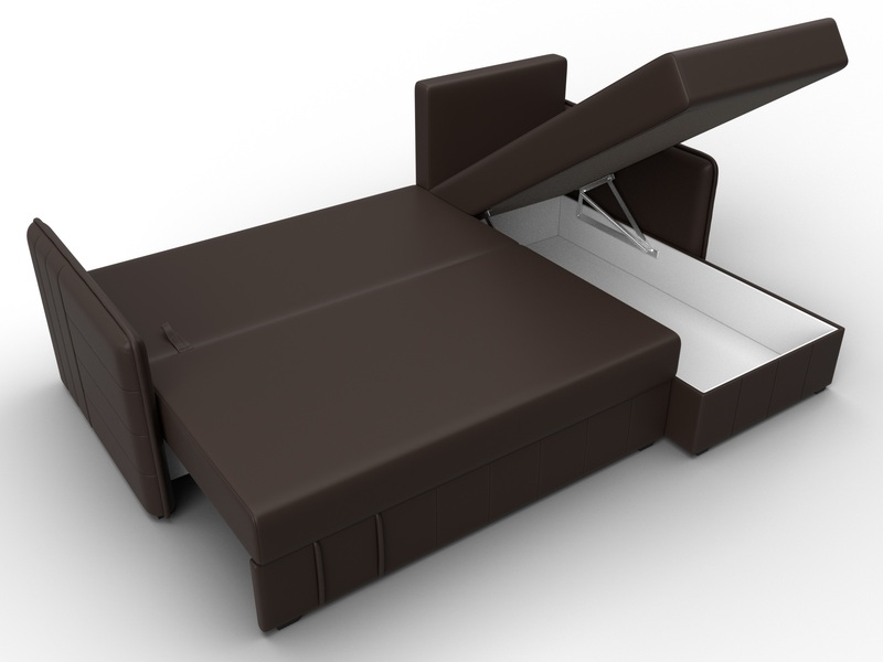 Диван угловой Слим угол универсальный, Экокожа, Коричневый