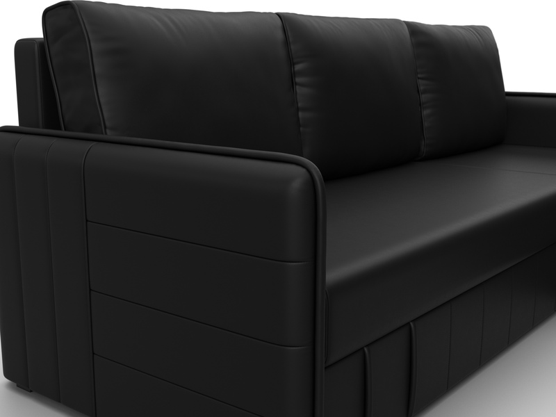 Диван угловой Слим угол универсальный, Экокожа, Черный