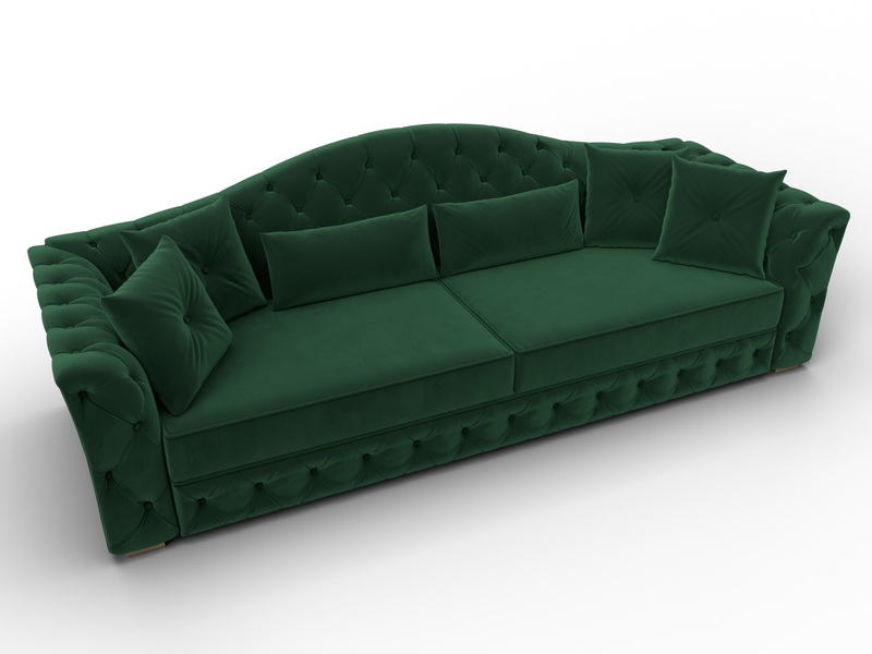 Диван прямой Артис, Велюр, SEVEN 626 зеленый