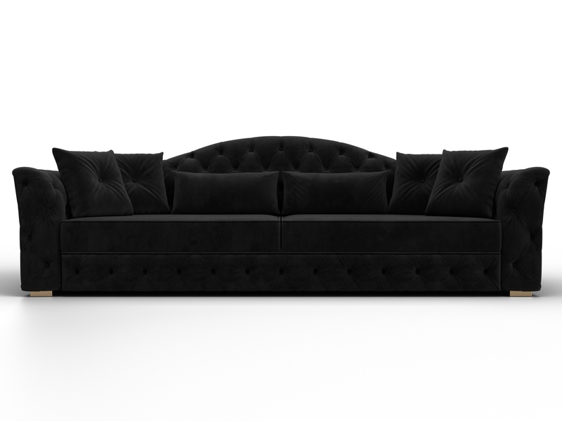 Диван прямой Артис, Велюр, SEVEN 35 черный