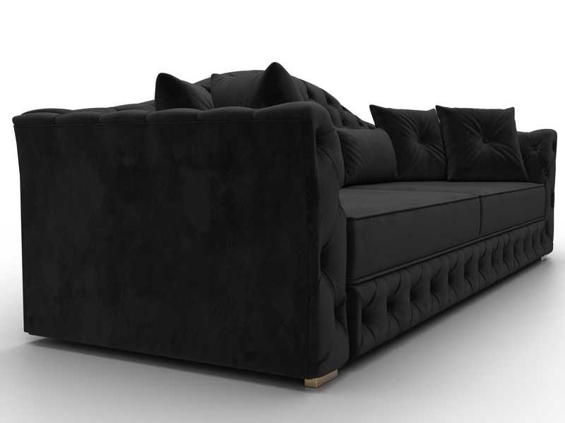 Диван прямой Артис, Велюр, SEVEN 35 черный