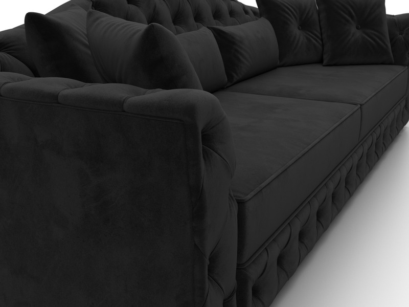 Диван прямой Артис, Велюр, SEVEN 35 черный