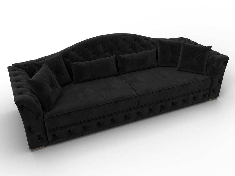Диван прямой Артис, Велюр, SEVEN 35 черный