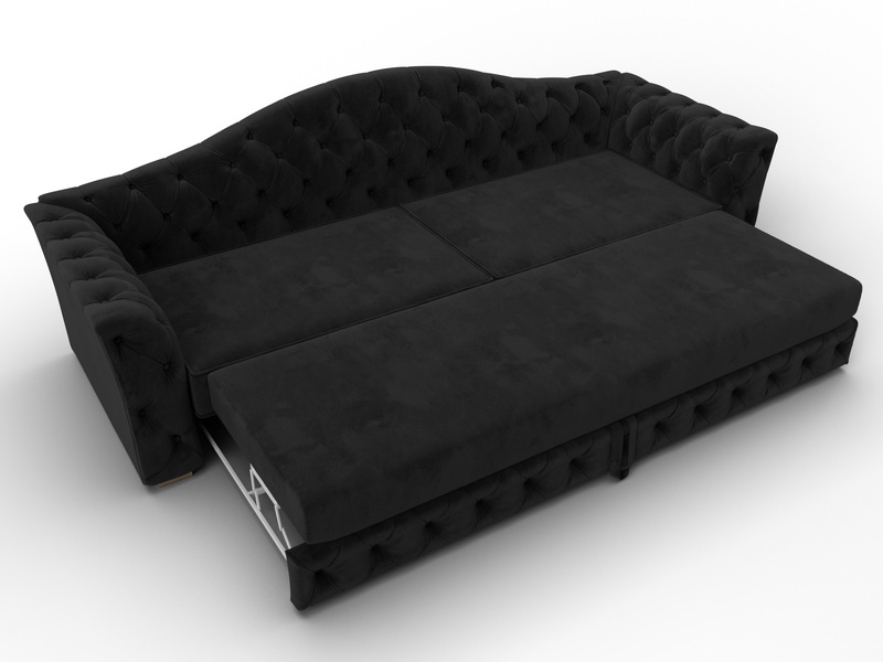 Диван прямой Артис, Велюр, SEVEN 35 черный