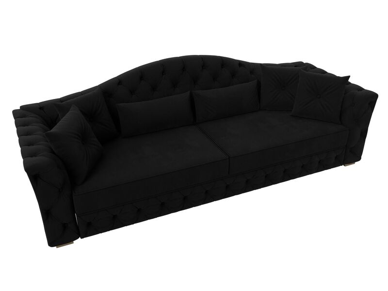 Диван прямой Артис, Микровельвет, Черный