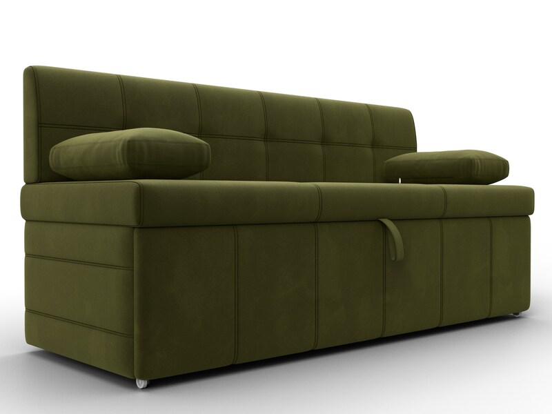 Диван кухонный прямой Лео, Микровельвет, Зеленый