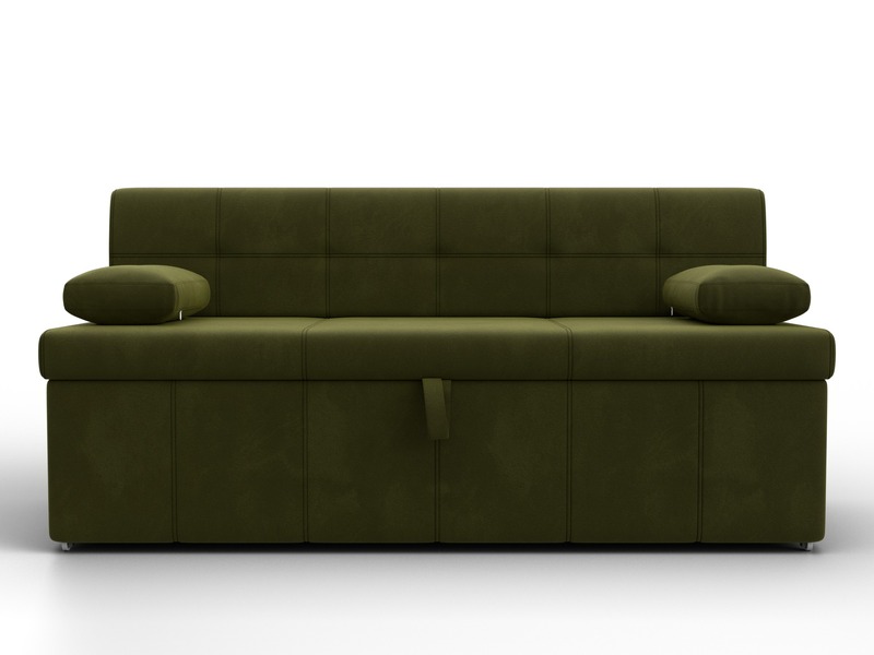 Диван кухонный прямой Лео, Микровельвет, Зеленый