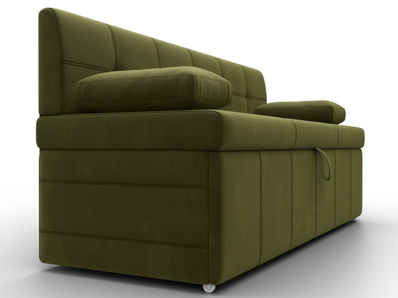 Диван кухонный прямой Лео, Микровельвет, Зеленый