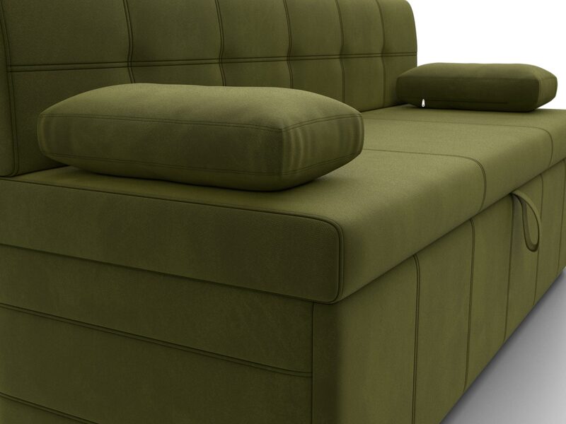 Диван кухонный прямой Лео, Микровельвет, Зеленый