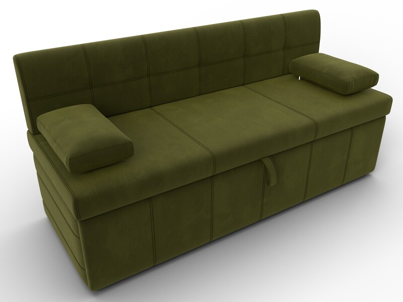 Диван кухонный прямой Лео, Микровельвет, Зеленый