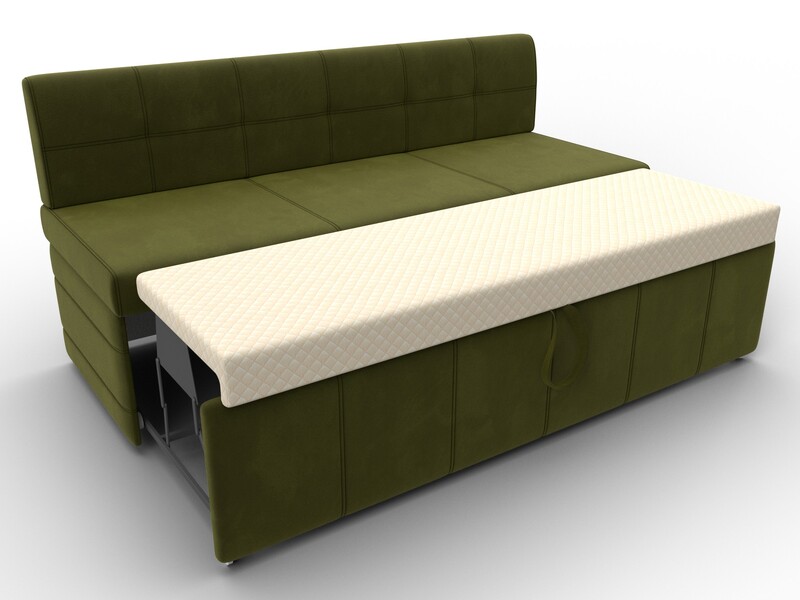 Диван кухонный прямой Лео, Микровельвет, Зеленый