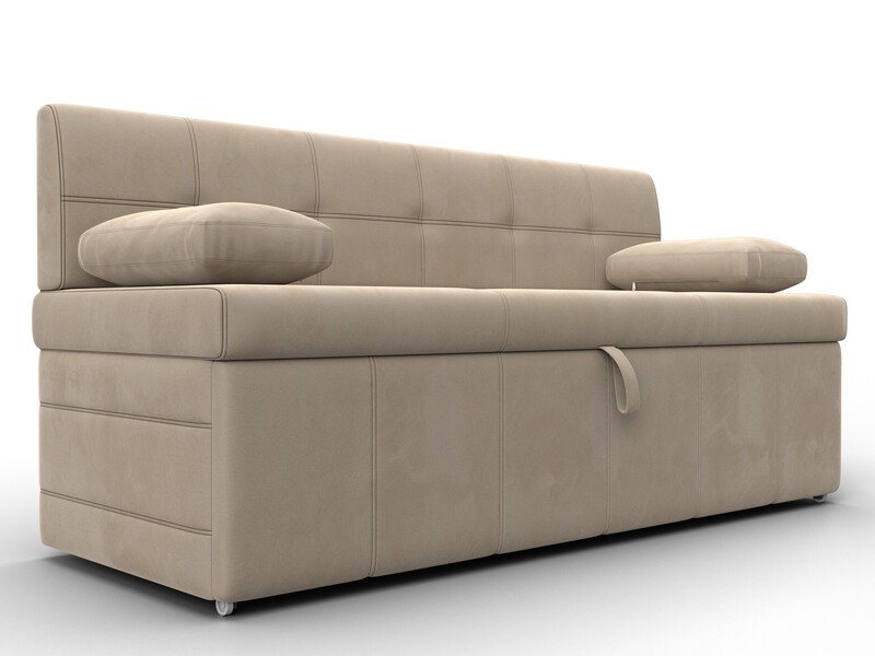 Диван кухонный прямой Лео, Велюр, SEVEN 729 бежевый