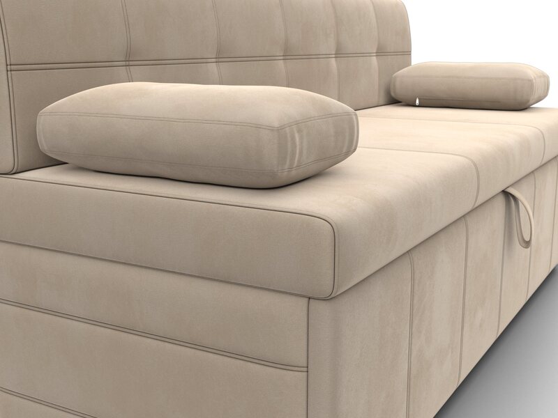 Диван кухонный прямой Лео, Велюр, SEVEN 729 бежевый