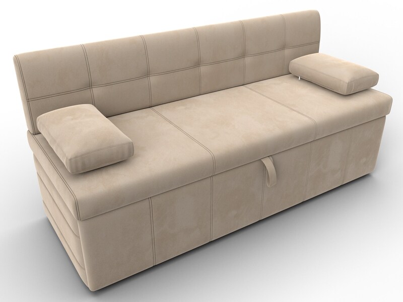 Диван кухонный прямой Лео, Велюр, SEVEN 729 бежевый