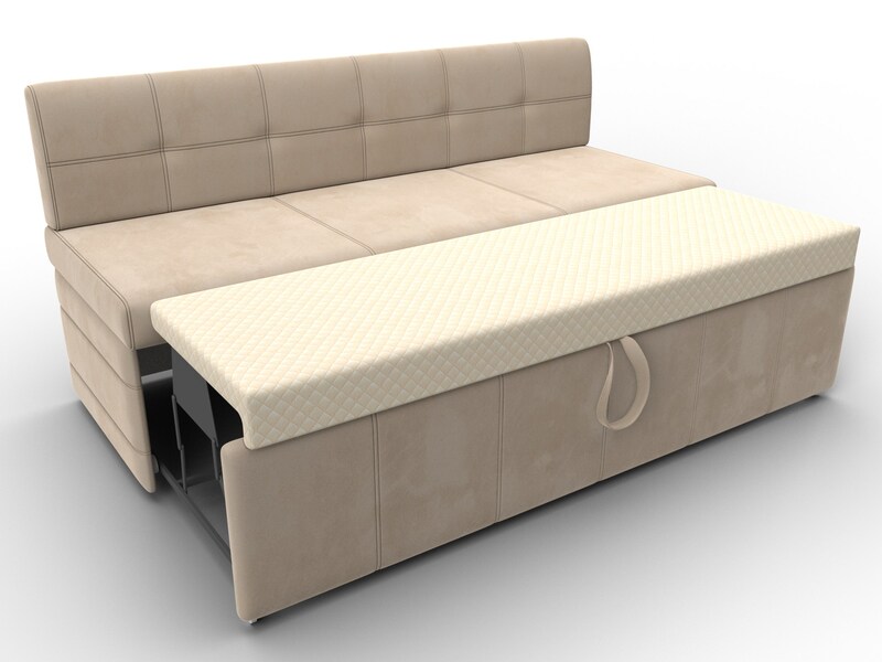 Диван кухонный прямой Лео, Велюр, SEVEN 729 бежевый