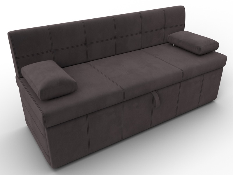 Диван кухонный прямой Лео, Велюр, SEVEN 727 коричневый