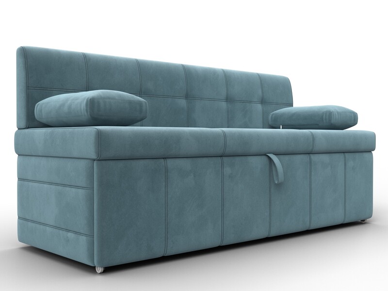 Диван кухонный прямой Лео, Велюр, SEVEN 113 бирюзовый