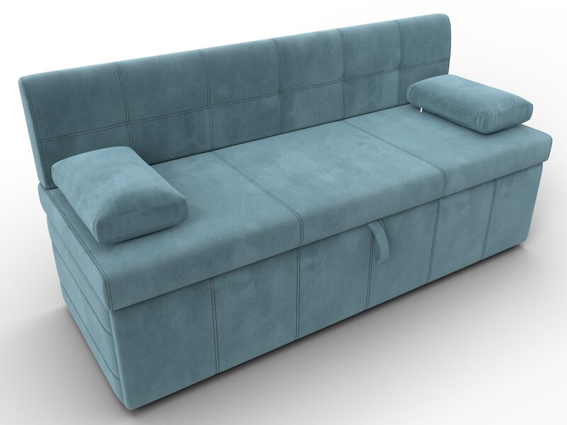 Диван кухонный прямой Лео, Велюр, SEVEN 113 бирюзовый