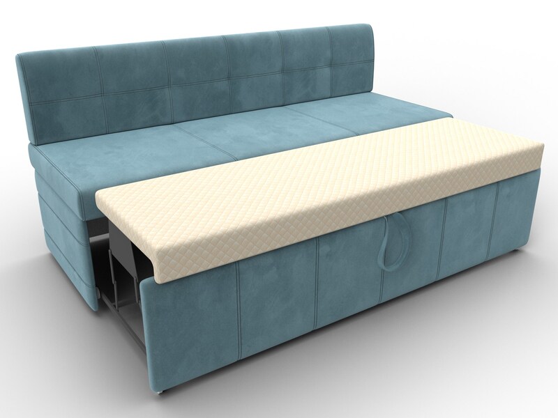 Диван кухонный прямой Лео, Велюр, SEVEN 113 бирюзовый