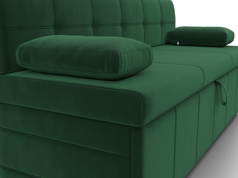 Диван кухонный прямой Лео, Велюр, SEVEN 626 зеленый