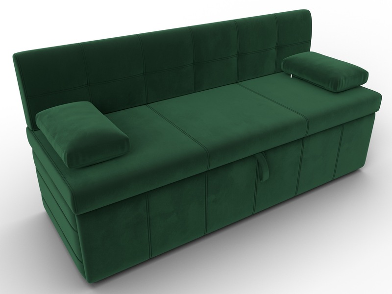 Диван кухонный прямой Лео, Велюр, SEVEN 626 зеленый