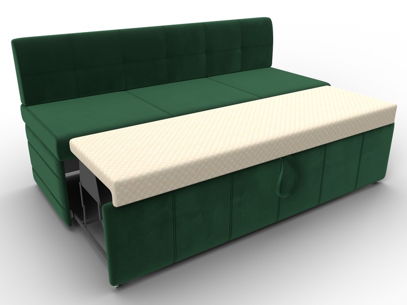 Диван кухонный прямой Лео, Велюр, SEVEN 626 зеленый