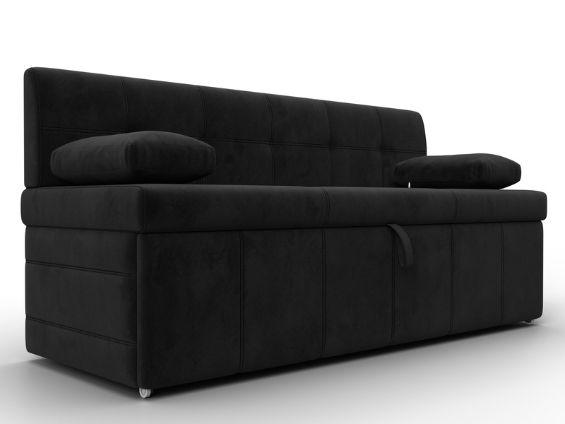 Диван кухонный прямой Лео, Велюр, SEVEN 35 черный