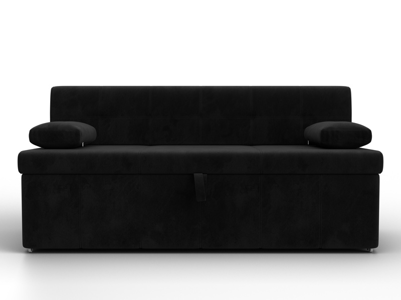 Диван кухонный прямой Лео, Велюр, SEVEN 35 черный