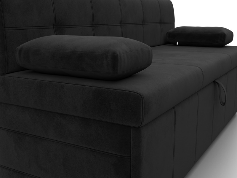 Диван кухонный прямой Лео, Велюр, SEVEN 35 черный