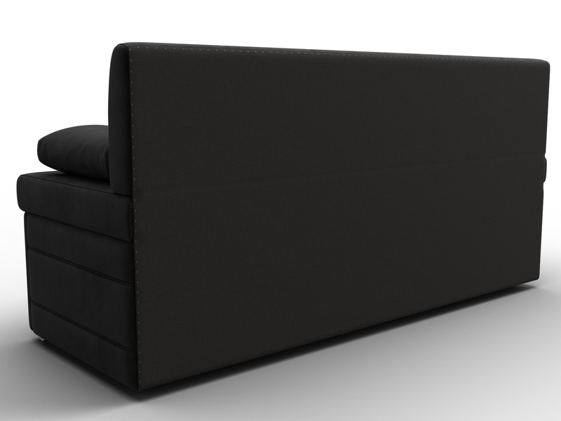 Диван кухонный прямой Лео, Велюр, SEVEN 35 черный