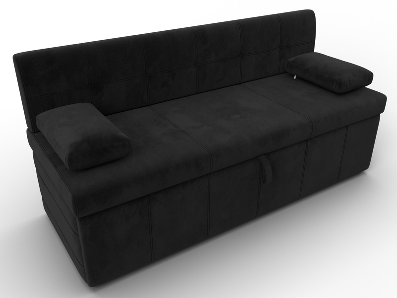 Диван кухонный прямой Лео, Велюр, SEVEN 35 черный