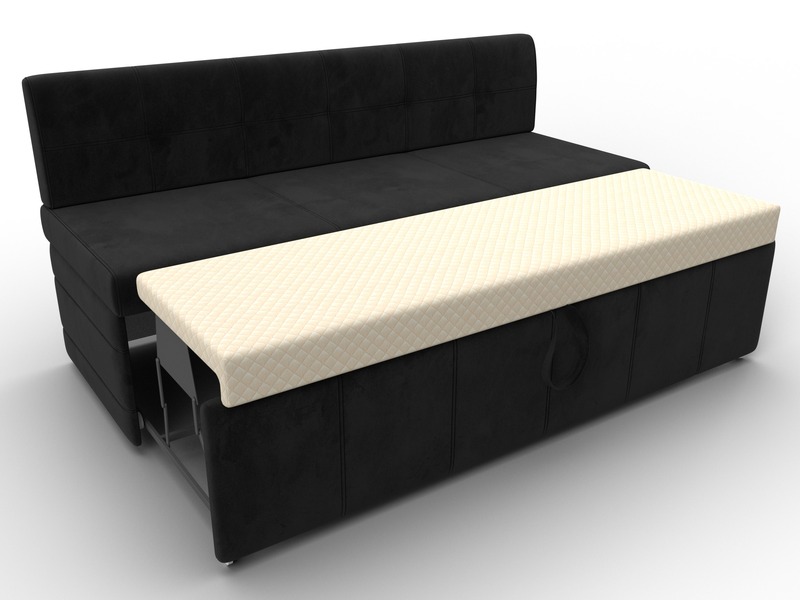 Диван кухонный прямой Лео, Велюр, SEVEN 35 черный