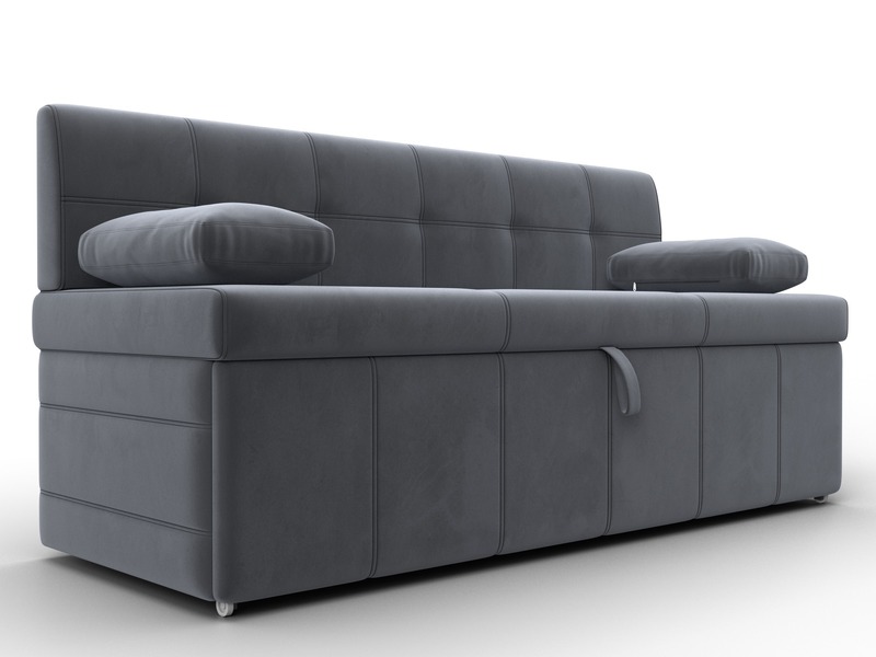 Диван кухонный прямой Лео, Велюр, SEVEN 17 серый