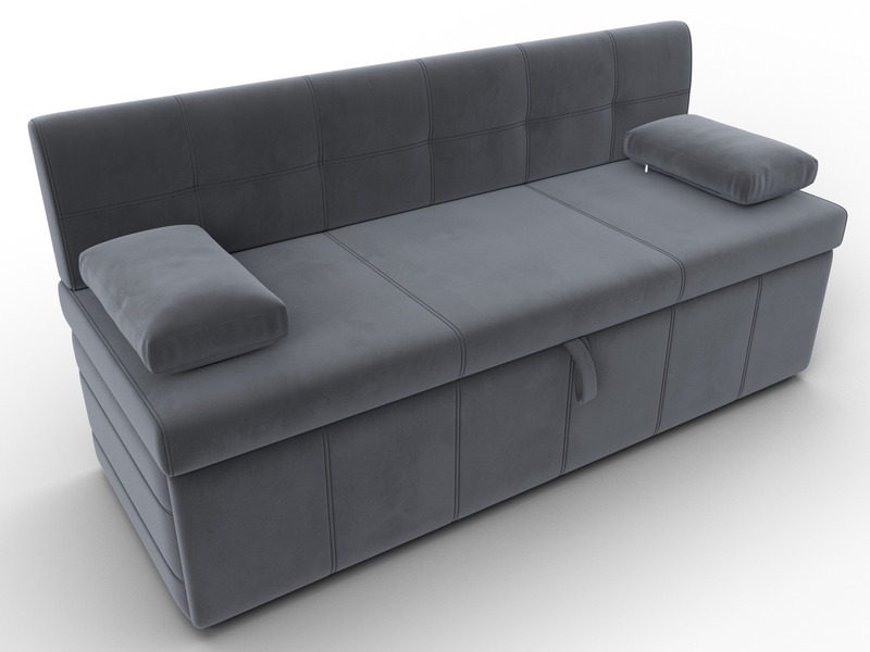 Диван кухонный прямой Лео, Велюр, SEVEN 17 серый