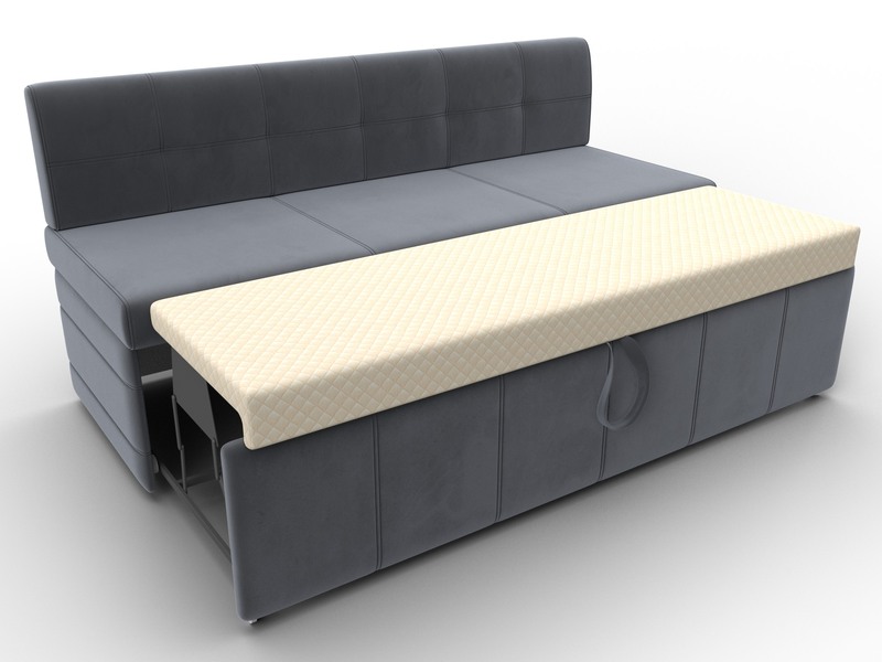 Диван кухонный прямой Лео, Велюр, SEVEN 17 серый