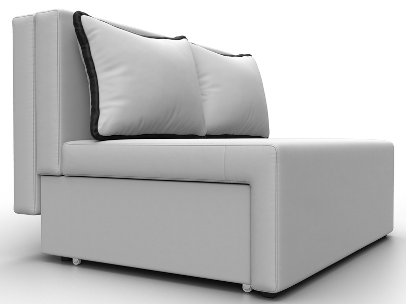 Диван прямой Лагуна, Экокожа, Белый;Черный