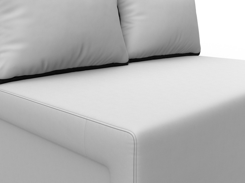 Диван прямой Лагуна, Экокожа, Белый;Черный