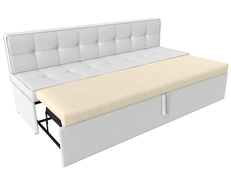 Диван кухонный прямой Техас, Экокожа, Белый