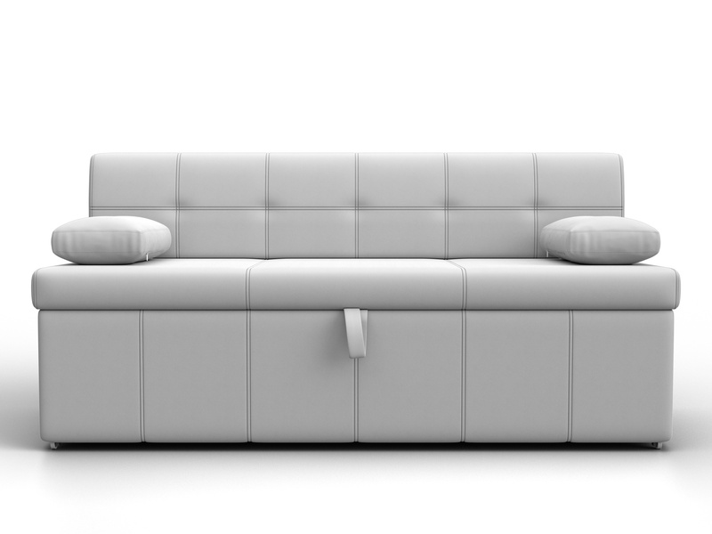 Диван кухонный прямой Лео, Экокожа, Белый