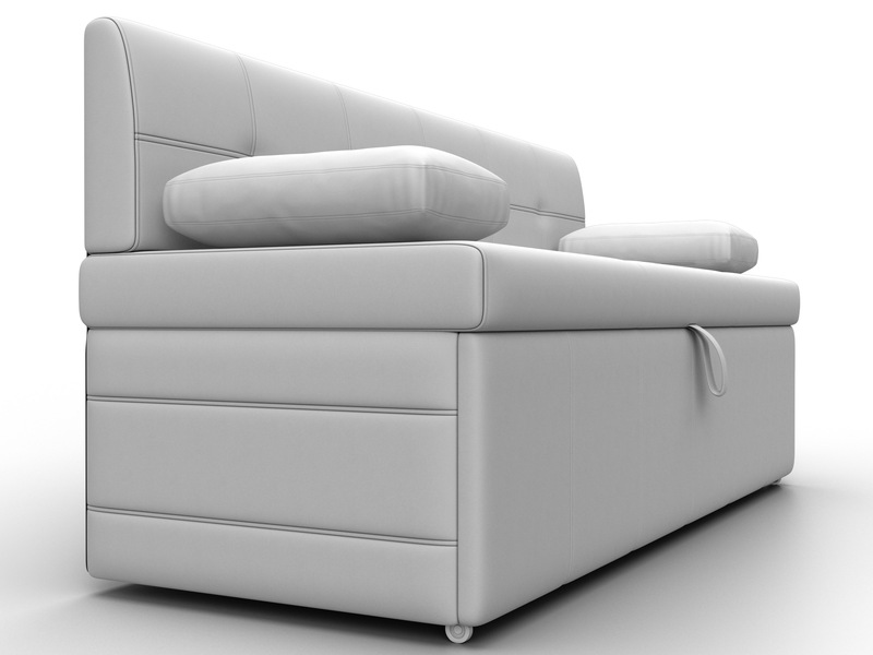 Диван кухонный прямой Лео, Экокожа, Белый