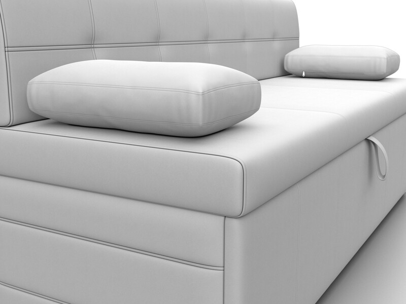 Диван кухонный прямой Лео, Экокожа, Белый