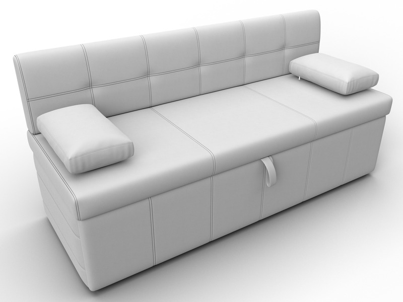 Диван кухонный прямой Лео, Экокожа, Белый