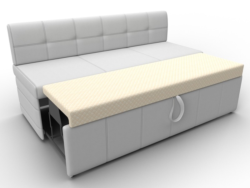 Диван кухонный прямой Лео, Экокожа, Белый