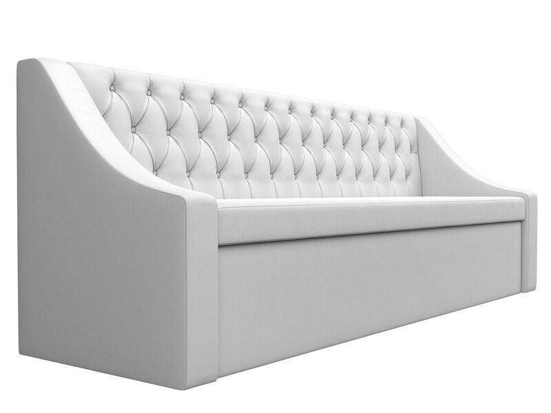 Диван кухонный прямой Мерлин, Экокожа, Белый